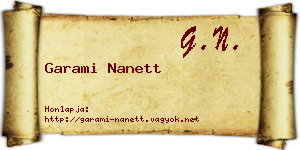 Garami Nanett névjegykártya